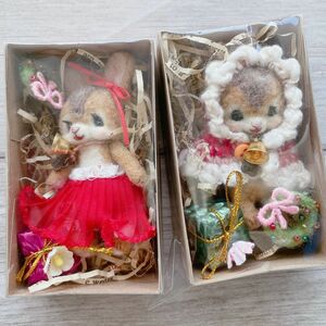 【新品未開封】羊毛フェルト作家様　twinbell_felt ツインベル　様の作品 羊毛フェルト テディベア　ハンドメイド