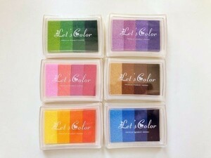 * free shipping * colorful gradation inking pad ink lovely 4 color combination 6 color set water .. color stamp is .. handle ko^