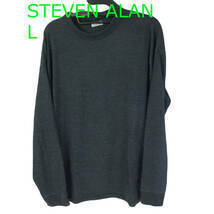 スティーブンアラン メンズL 長袖ボーダーカットソー リブ付き長袖Tシャツ ダークグレー系 Steven Alan UNITED ARROWS