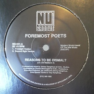 FOREMOST POETS / REASONS TO BE DISMAL? /NU GROOVE/90'S DEEP HOUSE