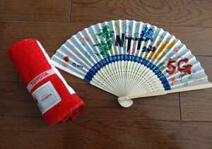 東京オリンピック聖火リレーTOYOTAタオルと&NTTの扇子のセット