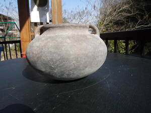 [H30304] неглазурованная керамика гончарные изделия . уголок . вода кувшин [ диаметр 18cmx высота 12cm] старый . collector сброшенный товар 