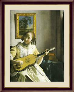 Art hand Auction New Vermeer Woman Playing Guitar F6 Painting Figure Woman Painting Famous Painting Craft Painting Johannes Vermeer Vermeer, artwork, print, others