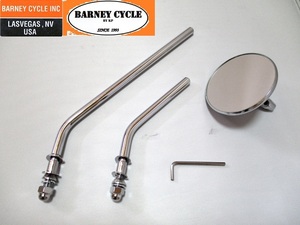 BARNEY CYCLE 3インチ ラウンド （丸型）ミラー クローム ロング&ショート タイプ ステー