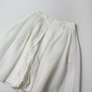 美品 EPOCA エポカ コットンメッシュボックスプリーツスカート 40/ホワイト【2400013246415】