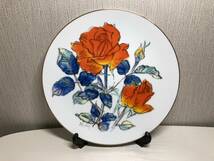 Noritake ノリタケ 飾皿 大皿 絵皿 井上武 I.Takashi 薔薇 バラ ローズ プレート 直径27ｃｍ 昭和レトロ 金彩 金縁 ディスプレイ アート_画像1