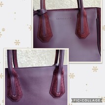 良品! 【LONGCHAMP ロンシャン】ペネロペ 高級 トートバッグ 滑らかスエードレザー ロゴ入りタッセル チャーム付き ボルドー_画像6