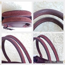 良品! 【LONGCHAMP ロンシャン】ペネロペ 高級 トートバッグ 滑らかスエードレザー ロゴ入りタッセル チャーム付き ボルドー_画像9