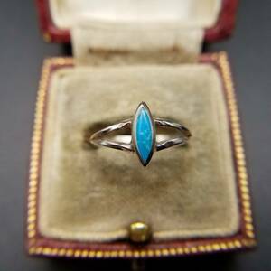  turquoise color ma- rental cut 925 silver Vintage ring silver a-ru deco ring Showa Retro accessory jewelry import YMP③9