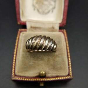  full -tedo stripe dome type 925 silver Vintage ring silver a-ru deco ring Showa Retro accessory jewelry import YMR④13