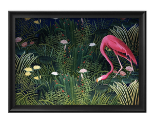 10824# free shipping!! art poster picture A3 size [ Anne li*ruso-oma-ju flamingo ] illustration design Northern Europe mat paper 