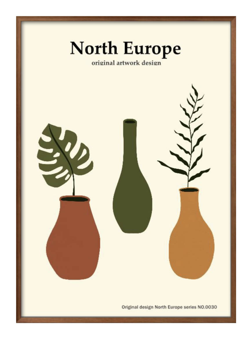 1-7578 ■ Livraison gratuite !! Affiche d'art peinture format A3 série nordique illustration botanique design papier mat nordique, Logement, intérieur, autres