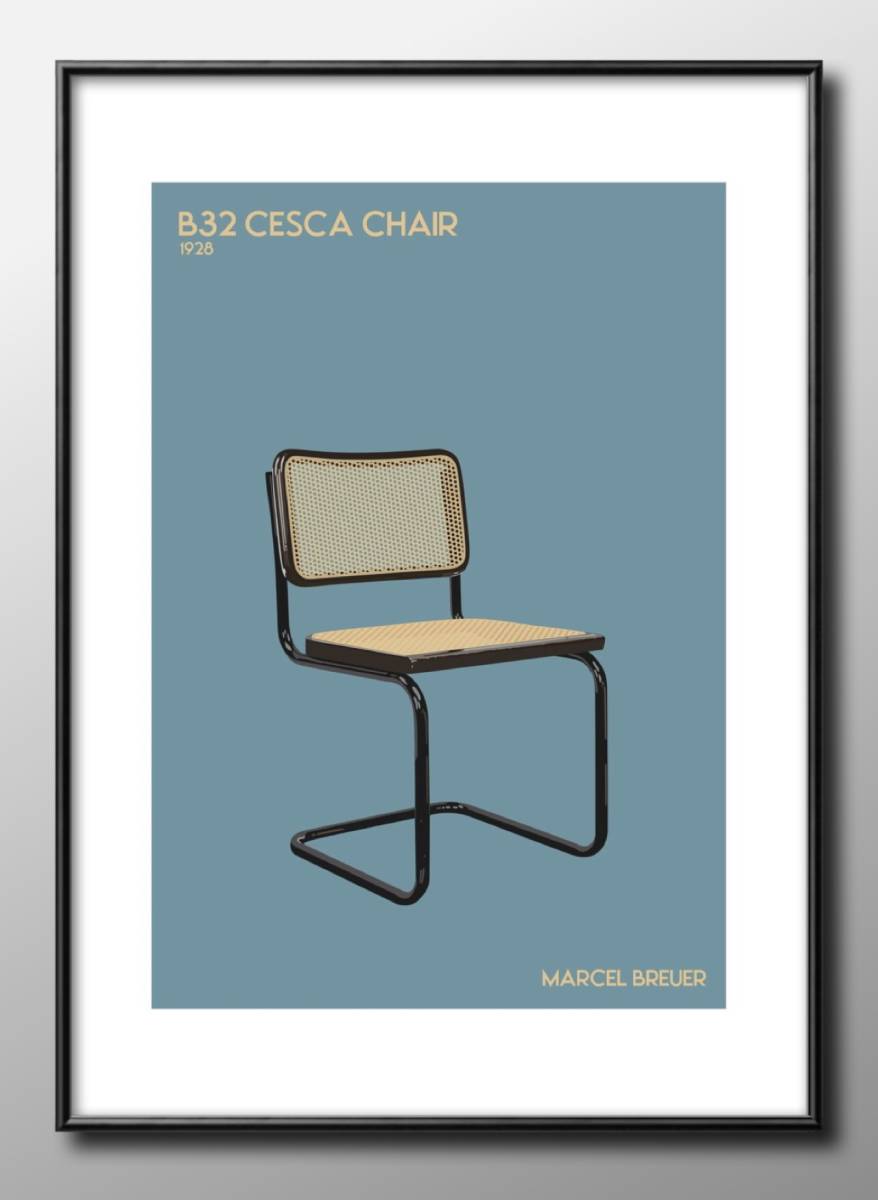 12900■免运费！！艺术海报绘画A3尺寸Marcel Breuer Cesca椅子插画设计斯堪的纳维亚哑光纸, 住宅, 内部的, 其他的