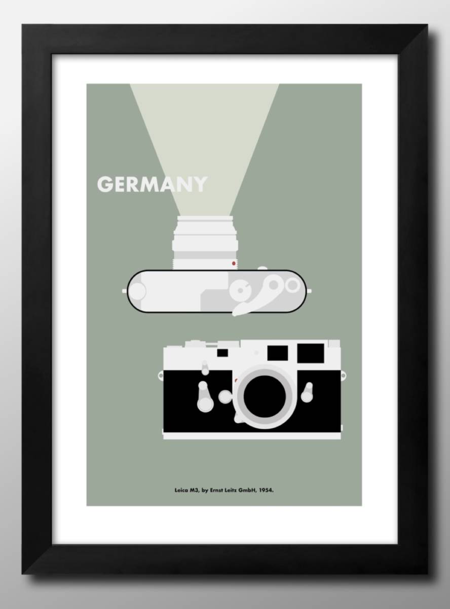 12991■Free shipping!!Art poster painting A3 size Leica camera Leica M3 illustration design Scandinavian matte paper, residence, interior, others