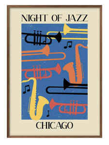 9084# free shipping!! art poster picture A3 size [ Night *ob* Jazz JAZZ music ] illustration design Northern Europe mat paper 