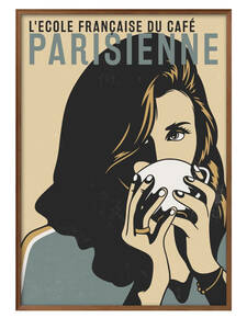9032■送料無料!!アートポスター　絵画　A3サイズ　『パリジェンヌ　コーヒー　フランス　ビンテージ』イラスト　デザイン　北欧　マット紙