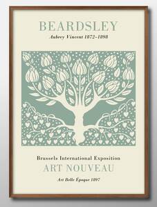 Art hand Auction 6876■Free shipping!! Art poster painting A3 size Beardsley Botanical illustration design Nordic matte paper, Housing, interior, others