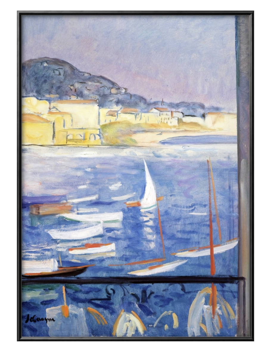 9276■Free shipping!! Art poster painting A3 size Henri Lebasque, Port of Villefranche seen from the window design Nordic matte paper, Housing, interior, others