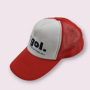 【S6】gol. トラッカー キャップ レッド 赤 ツバ付き 6パネル 野球帽 帽子 ブルックリン 古着【23 0329】