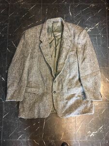 80s harristweed ハリスツイード テーラードジャケット ツイードジャケット ヴィンテージ XL スコットランド製　ヘリンボーン