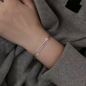  Sune -k chain bracele 3 ream silver 925 lady's clean simple .. accessory allergy correspondence Korea new goods 