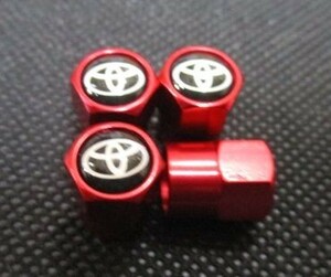 【新品・即決】トヨタ TOYOTA エアバルブ キャップ 赤 ４個セット ホイールタイヤ