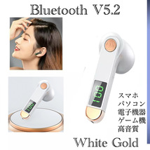 Bluetooth 5.2 イヤホン ワイヤレスイヤホン LED 画面 iPhone アンドロイド イヤフォン イヤホンマイク 片耳　ホワイト　2_画像1