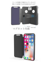 iPhone12 iPhone12Pro 手帳型ケース ミラーケース 光沢 鏡面 鏡面加工 液晶フィルム　クリアケース 半透明 スマホケース　ブルー 2_画像3