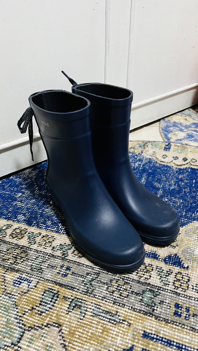 西日本産 新品未使用 AIGLE MACADAMES ロングレインブーツ ブラック 37