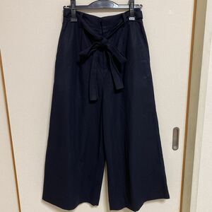  free shipping JILL STUART Jill Stuart wide pants size 2 navy lady's navy blue trousers waist ribbon S size 