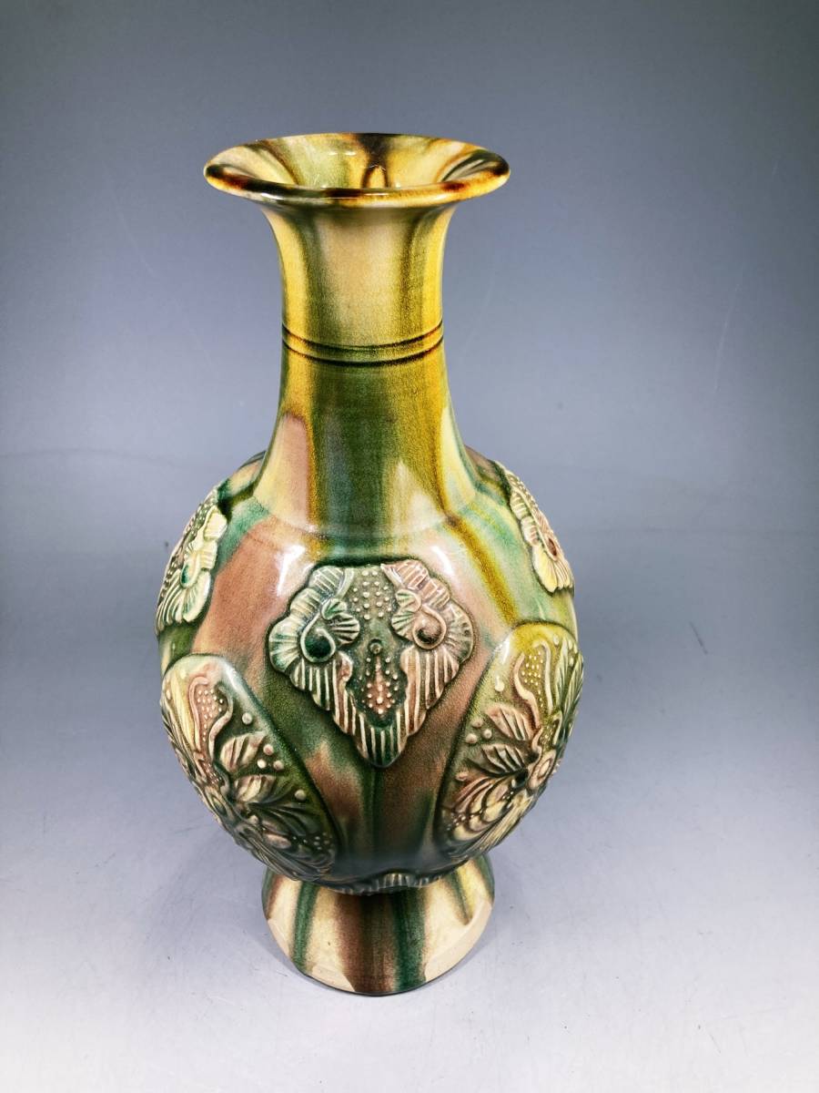 唐 鞏県窯 陶磁器 三彩鳳首壺」染付 置物 擺件...+sma-laigle.fr