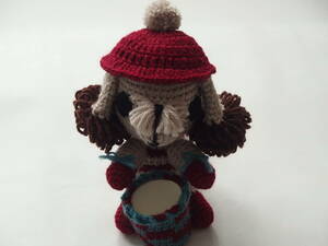 Art hand Auction 2 Hand-knitted Shih Tzu/Shih Tzu/Cute dog/Hand-knitted/Handmade/Storage container/Stick sugar container/Cream container/For your room/, toy, game, stuffed toy, Amigurumi