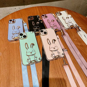 Samsung Galaxy S23 Ultraケース ギャラクシー S23 Ultra 6.8インチ スマホケース 背面カバー tpu ストラップ ウサギ リング付き かわいい