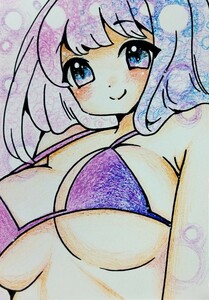 B5【22】ビキニ オリジナル 手描きイラスト 女の子, コミック、アニメグッズ, 手描きイラスト