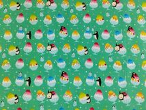 はぎれ【かき氷柄 ２点セット・ペンギン・可愛い・動物・色違い・ピンク・グリーン】カットクロス プリント生地 雑貨小物作り_画像5