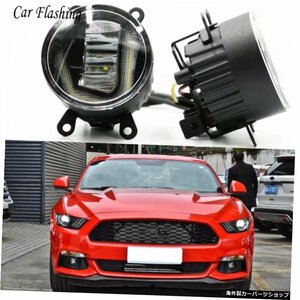 3-IN-1機能LEDFordMustang 2015 2016 2017 2018 DRLデイタイムランニングライトカープロジェクターフォグランプ（黄色の信号付き） 3-IN-1