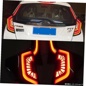 カーフラッシング1ペアカーテールライトforHondaJAZZ Fit 2014 2015 2016 2017 2018 LEDテールライト（DRL+リバース+ブレーキリア付き] Ca