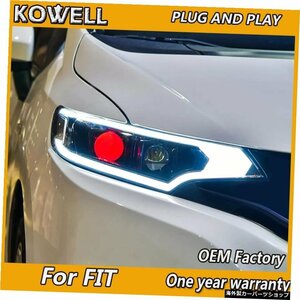 KOWELLカースタイリングヘッドライトHondaFit2016LEDヘッドライトHondaFitヘッドランプLEDデイタイムランニングライトLEDDRLBi-Xen KOWEL