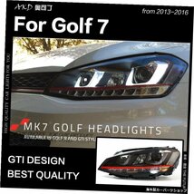 VWゴルフ7ヘッドライトのAKDカースタイリングGolf7LEDヘッドライトGTIデザインDRL隠しヘッドランプエンジェルアイバイキセノンビームアク_画像3