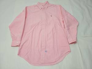 美品 90s PoloRalphLauren 長袖 ボタンダウンシャツ 15 Mサイズ程度 ピンク オックスフォードシャツ 90年代 ポロラルフローレン ビンテージ