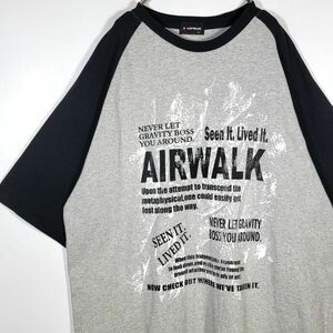 AIR WALKエアウォーク 半袖Tシャツ ラグラン グレー/黒 大きいサイズ 4XLサイズ