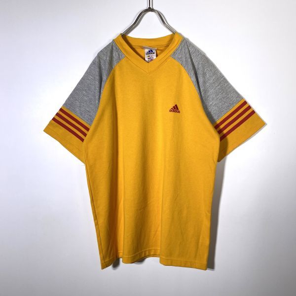 美品】90s ビンテージ adidasアディダス 半袖ラグラン Tシャツシャツ V