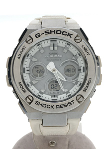 CASIO◆ソーラー腕時計・G-SHOCK/デジアナ/SLV/WHT