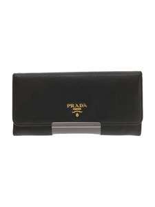 PRADA◆長財布/レザー/BLK/無地/メンズ