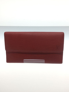 LOUIS VUITTON◆ポルト・トレゾールインターナショナル_エピ_RED/レザー/RED/レディース/M63387/※使用感