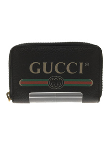 GUCCI◆ロゴプリントコインケース/レザー/BLK/496319・493075