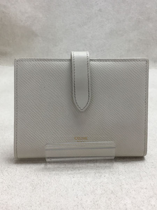 CELINE◆2つ折り財布/レザー/WHT/無地/レディース/10B643BFP