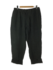 yohji yamamoto POUR HOMME◆ボトム/3/リネン/GRY/無地/21SS/DARK BLACK DYE LINEN MACKIN PANTS