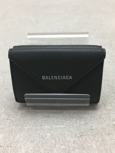 BALENCIAGA◆3つ折り財布/レザー/GRY