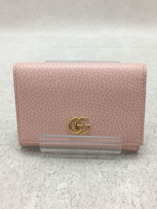 GUCCI◆カードケース/GGマーモント/レザー/PNK/角スレ有